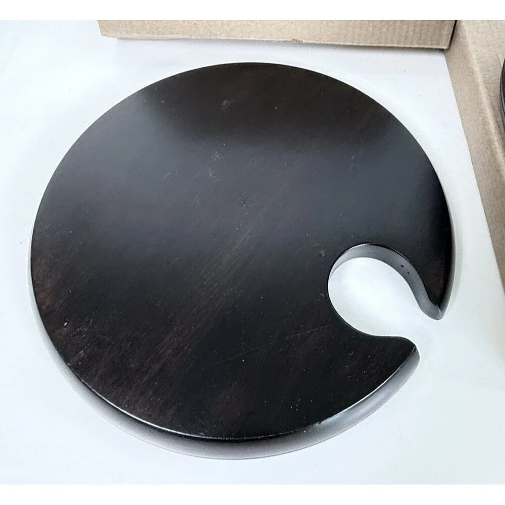 Pottery Barn Mingling Plates Espresso Wood Set of 6 Wine Glass Holder Party